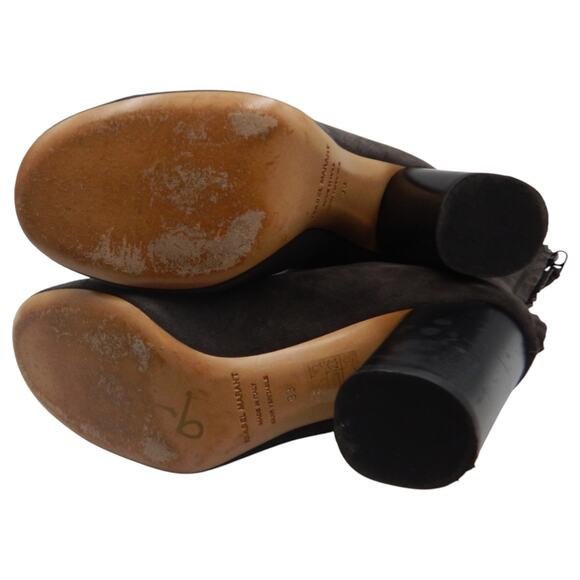 Isabel Marant Suede Back Zip Block Heels Ankle Boots Booties Black Size 38 US 8 - Picture 7 of 9